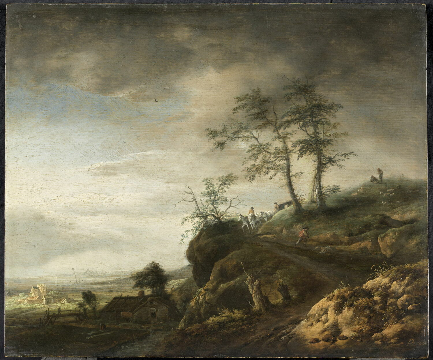 Voiture descendant un chemin escarpé, Wouwerman, Philips, 2e quart du XVIIe siècle (1625 - 1650)