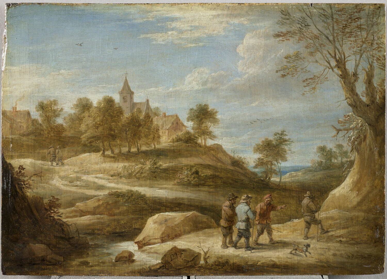 Paysage avec église sur un tertre, Teniers, David II, 2e quart du XVIIe siècle (1640 - 1650)