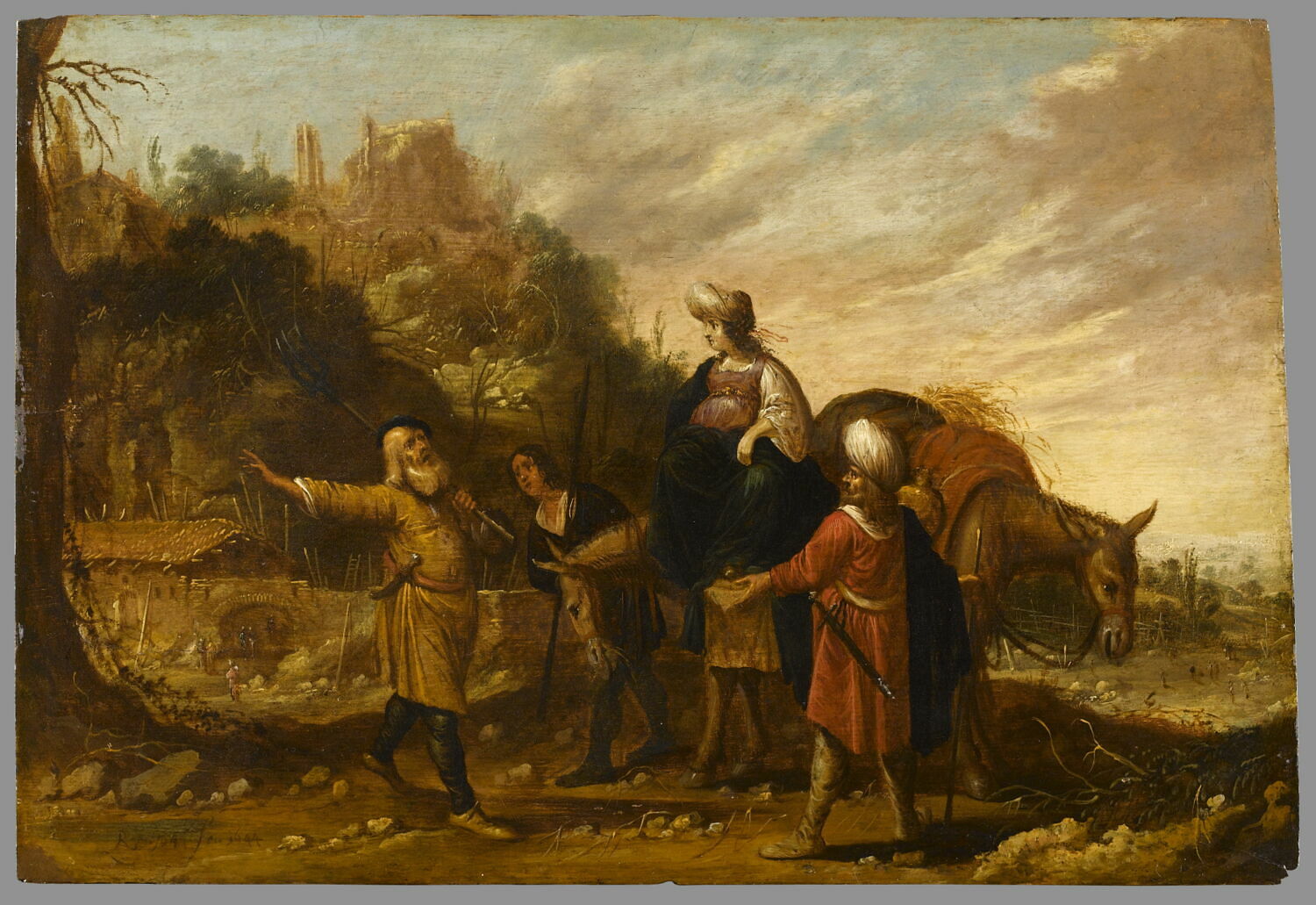 Guehazi retournant de la maison de la Sunamite et allant à la rencontre d'Élisée, Troyen, Rombout van, 2e quart du XVIIe siècle (1644)