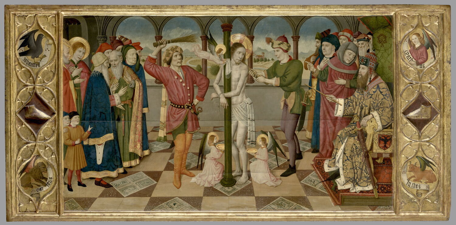 La Flagellation du Christ - Les Quatre Symboles des évangélistes, Huguet, Jaume, 3e quart du XVe siècle (1455 - 1460)