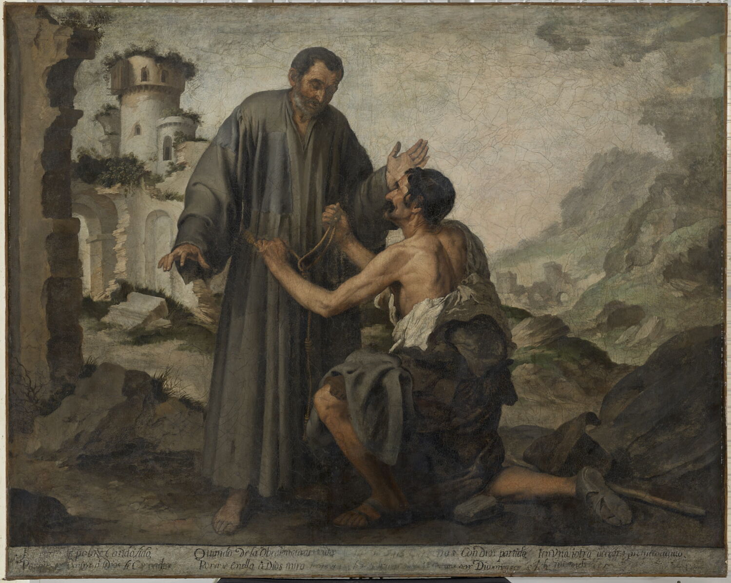 Saint Junípero et le pauvre, Murillo, Bartolomé Esteban, 2e quart du XVIIe siècle (vers 1646)