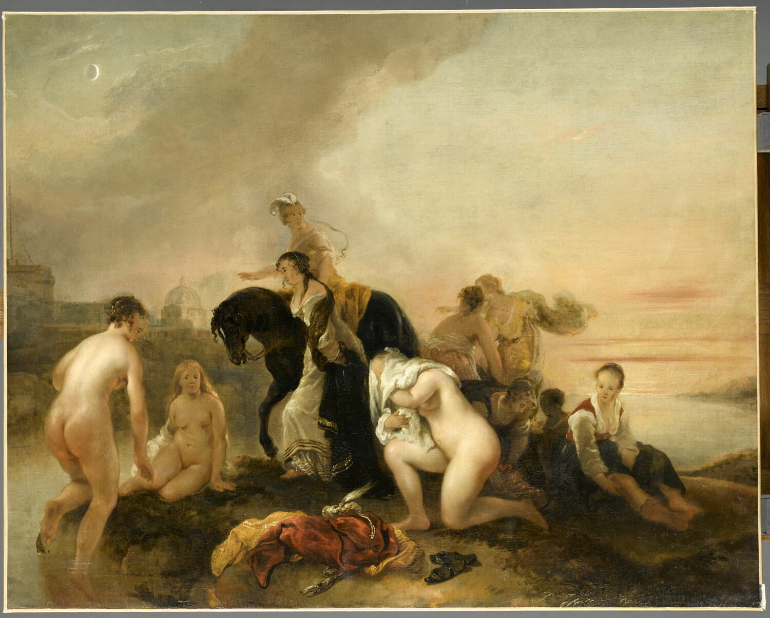 Clélie passant le Tibre pour fuir le camp du roi étrusque Porsenna où elle était retenue en otage, Noordt, Jan van, XVIIe siècle (1650 - 1660)