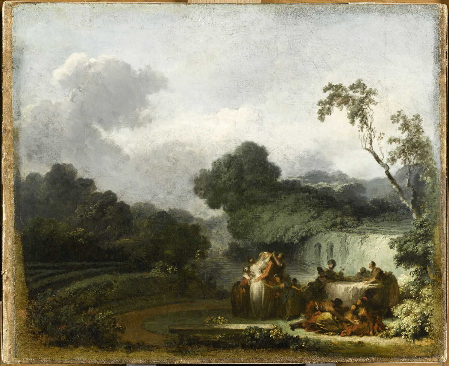 Le Colin-maillard, dit aussi :Récréation après la collation dans un jardin., Fragonard, Jean-Honoré, 3e quart du XVIIIe siècle (vers 1765 - 1770)