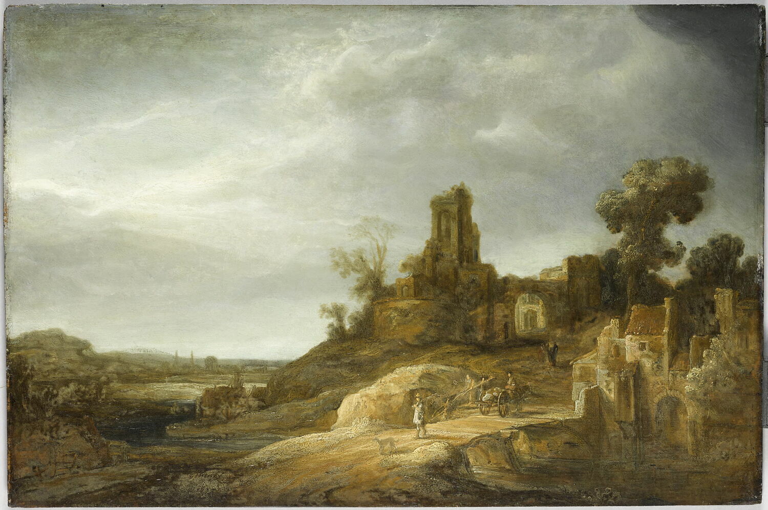 Paysage au pont et aux ruines, Flinck, Govert, XVIIe siècle (1637)