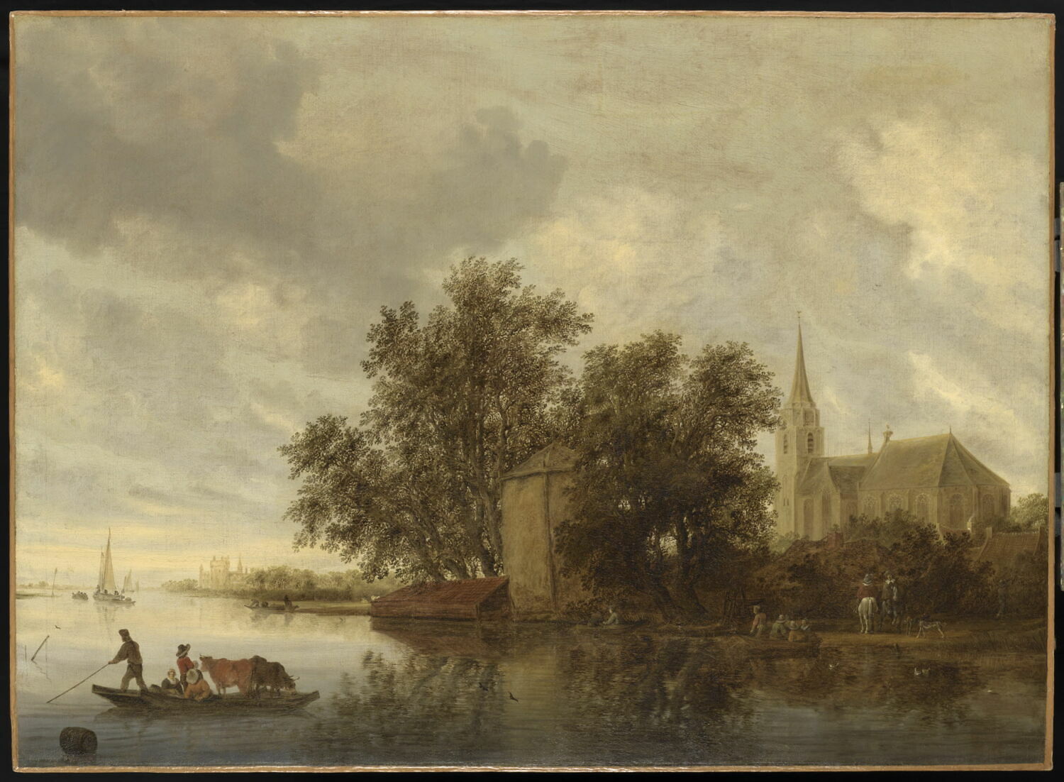 Bord de rivière avec une église, Ruysdael, Salomon van, 2e quart du XVIIe siècle (1644)