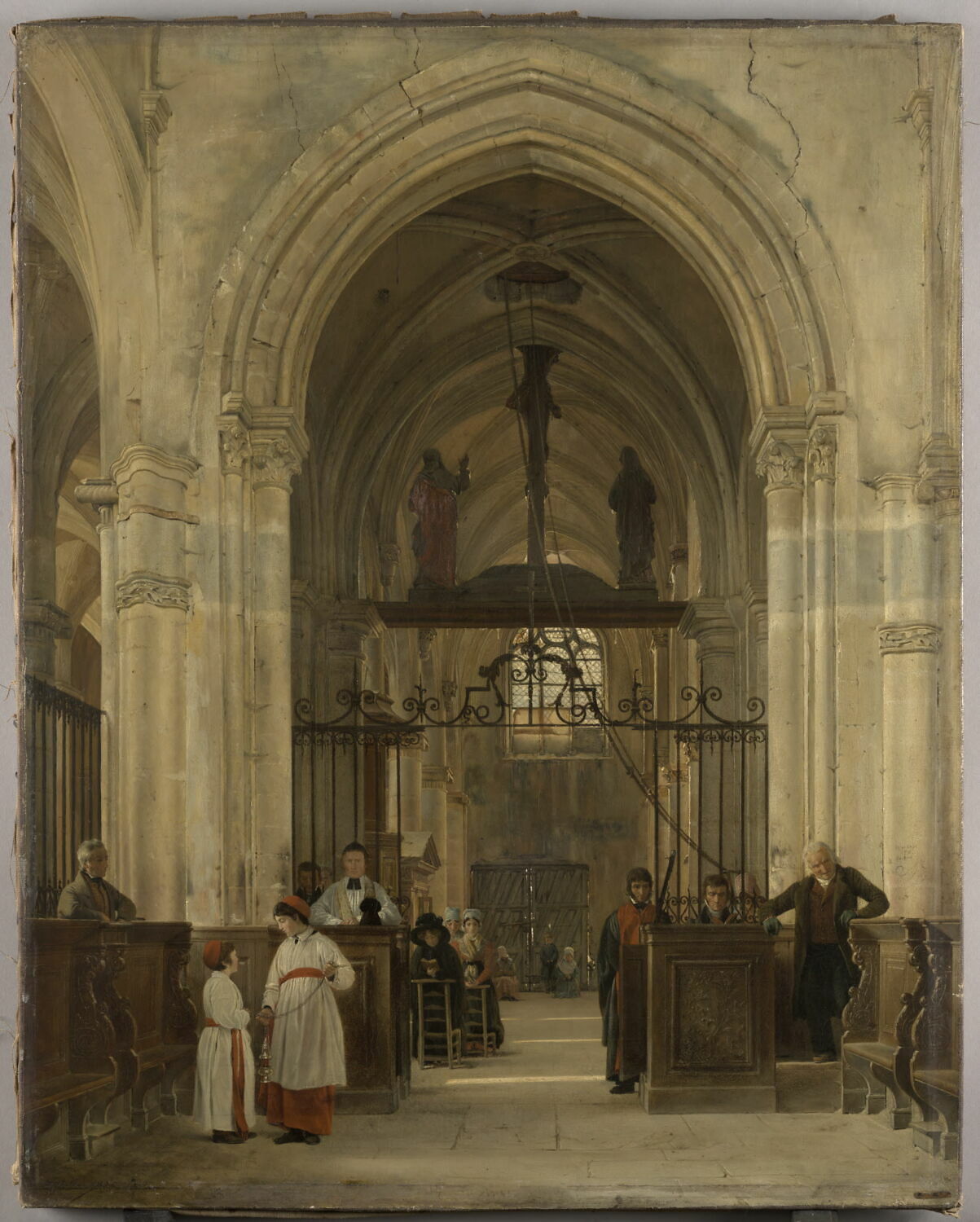 Intérieur de l'église de Saint-Prix, vallée de Montmorency (Val d'Oise)., Gassies, Jean Bruno, 2e quart du XIXe siècle (1828)