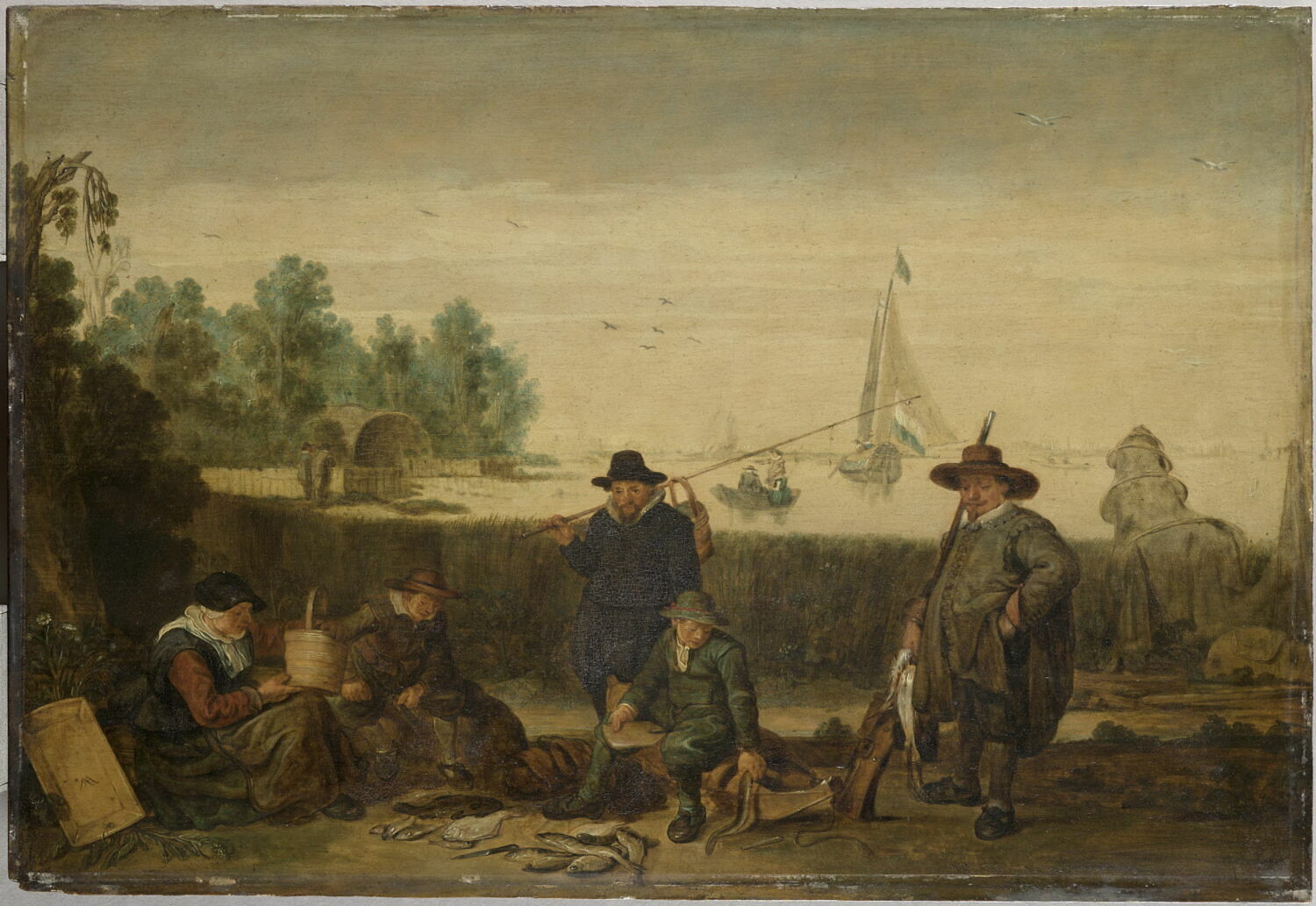 Pêcheurs sur la rive d'un fleuve, Arentsz., Arent, 1e quart du XVIIe siècle (1670)