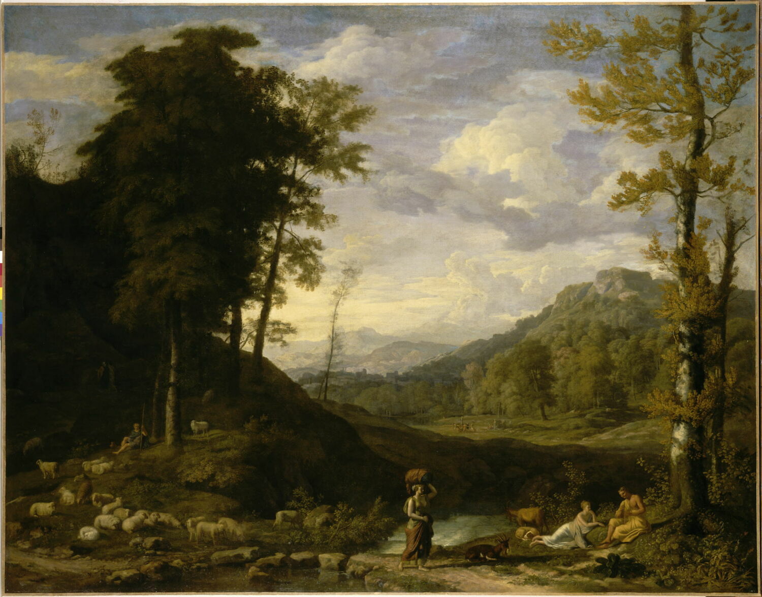 Paysage arcadien avec bergers et joueur de flûte, Glauber, Johannes, 4e quart du XVIIe siècle (1686)