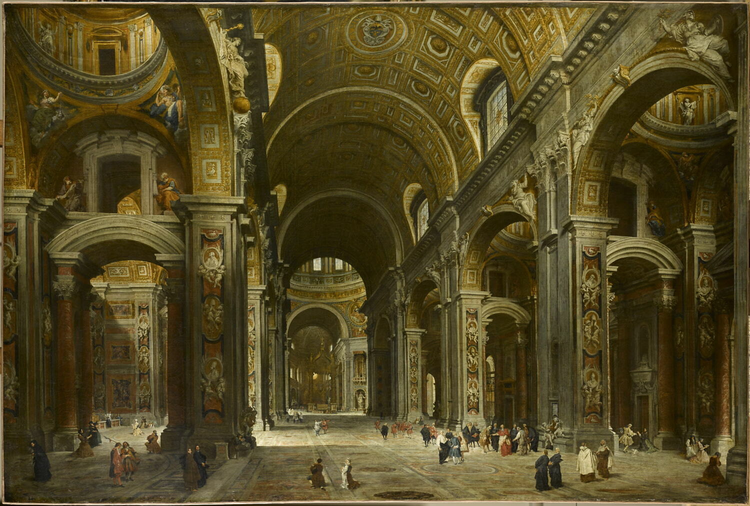 Le Cardinal Melchior de Polignac visitant Saint-Pierre de Rome, Panini, Giovanni Paolo, 2e quart du XVIIIe siècle (vers 1729 - 1730)