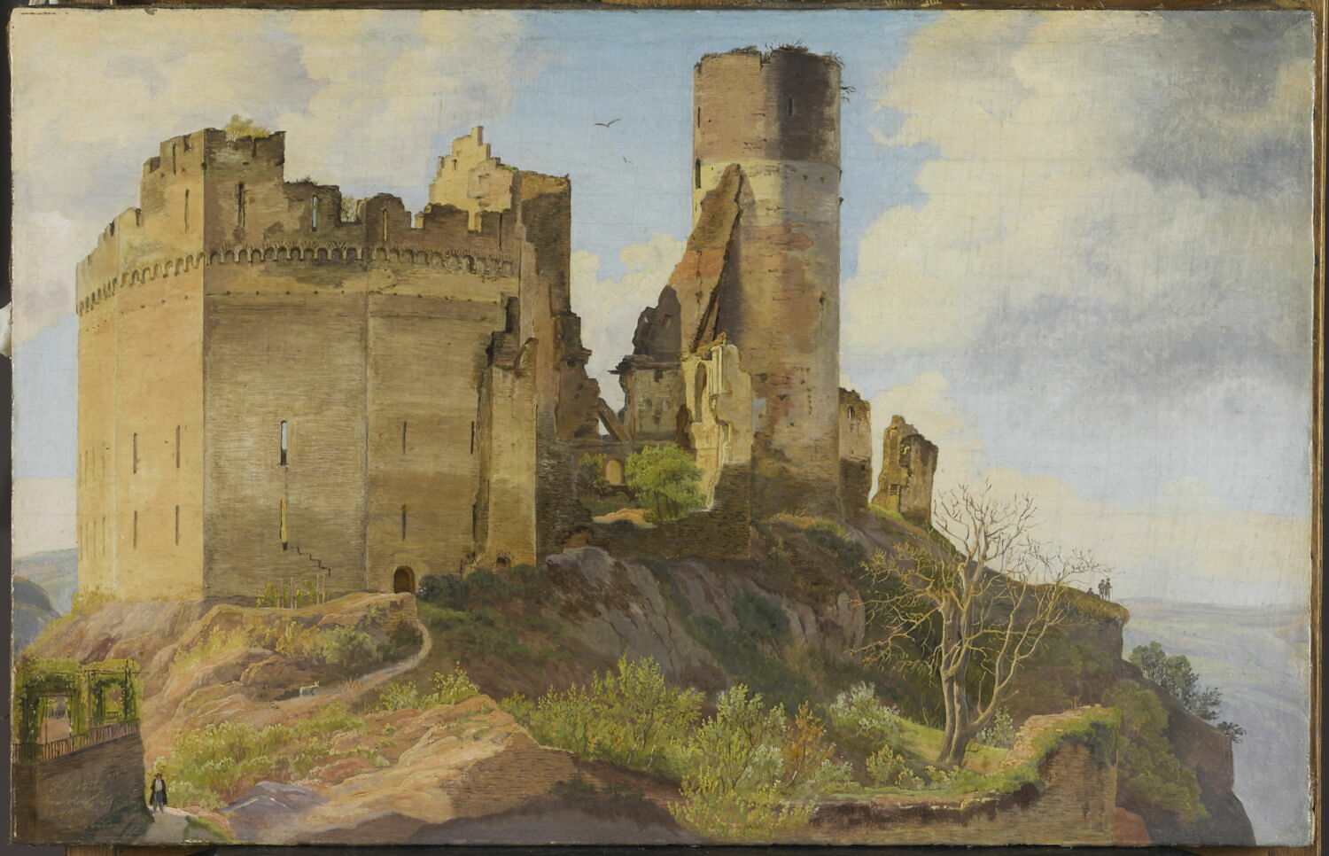 Vue des ruines de la Schönburg, près d'Oberwesel (Allemagne), sur le Rhin, Sødring, Frederik Hansen, 2e quart du XIXe siècle (1840)