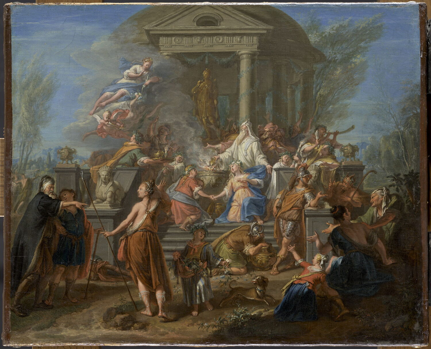 Myrtil et Amaryllis s’unissent devant le temple de Diane, Roore, Jacques de, 1e moitié du XVIIIe siècle (après 1722)