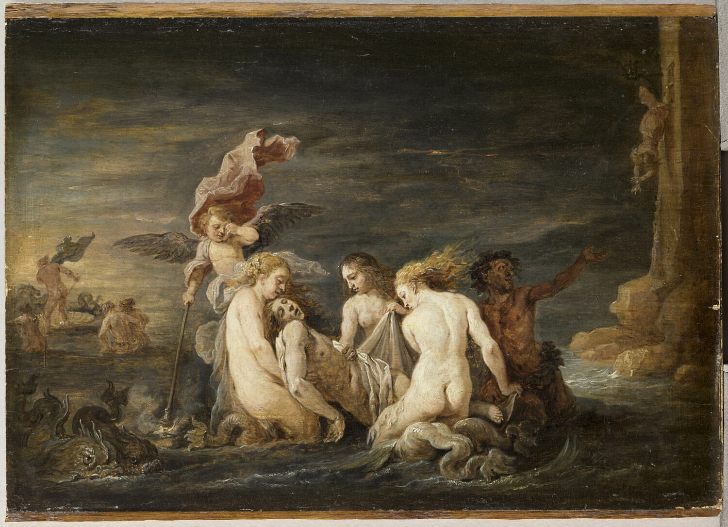 Héro et Léandre : Léandre noyé retrouvé par les Néréides, d'après Fetti, Teniers, David II, Milieu du XVIIe siècle (1650 - 1656)