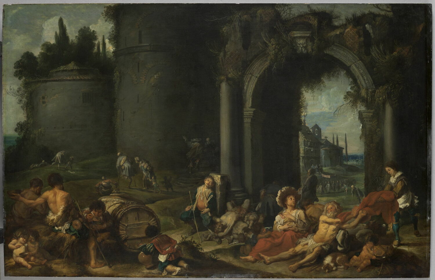 Les Oeuvres de miséricorde, Vos, Simon de, 2e quart du XVIIe siècle (Fetti et Bramer incitent à dater le tableau du début des années 1630.) (vers 1630)