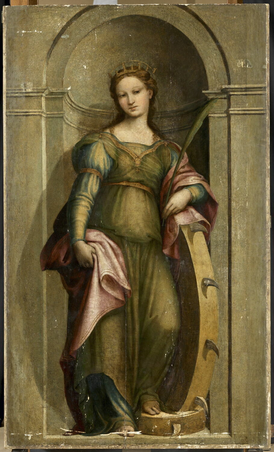Sainte Catherine d'Alexandrie. Au revers, deux scènes profanes et frise décorative à l'antique, Zacchia, XVIe siècle (1500 - 1600)