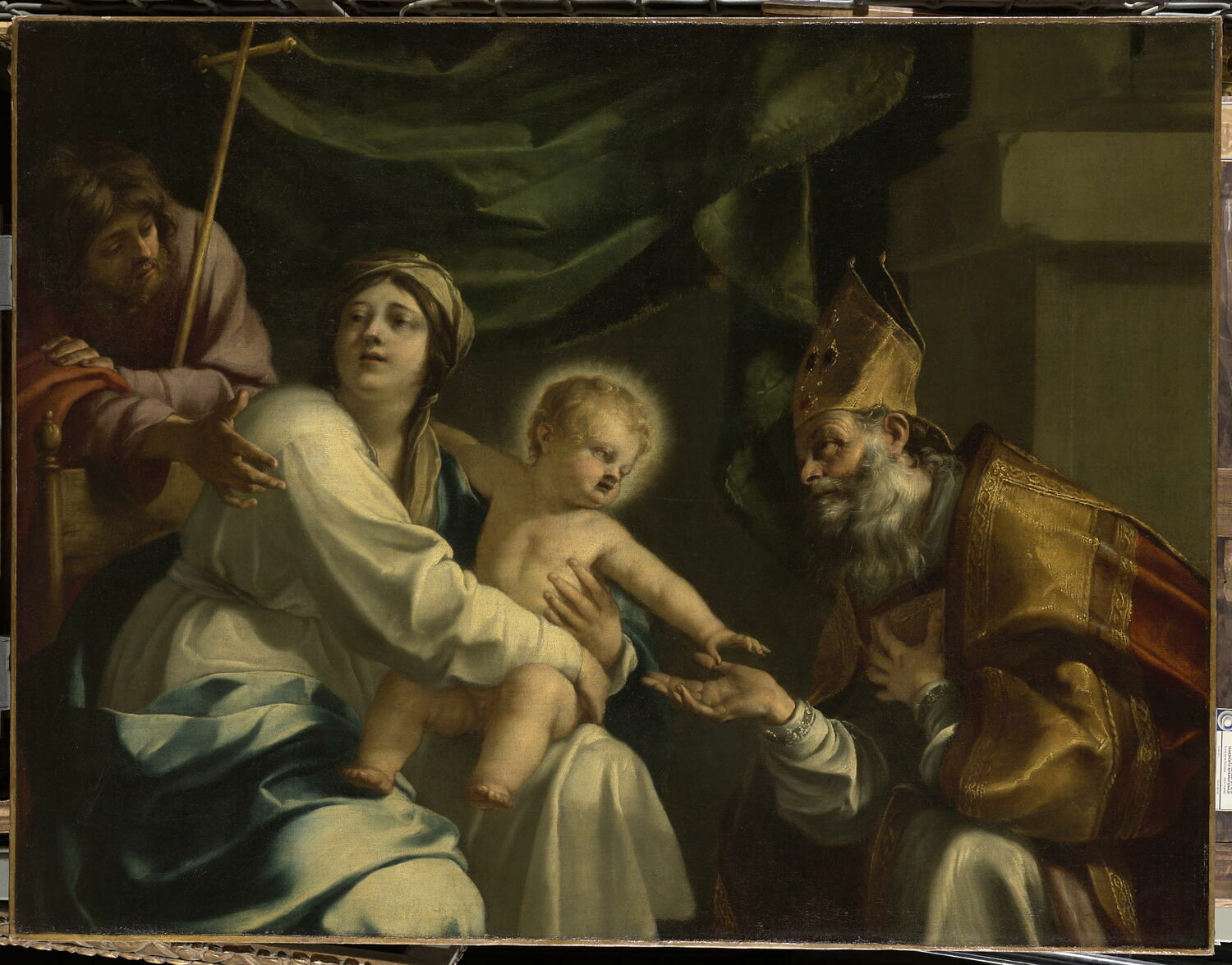 La Vierge à l'Enfant avec un évêque et saint Jacques, Blanchard, Jacques, 2e quart du XVIIe siècle (1640)