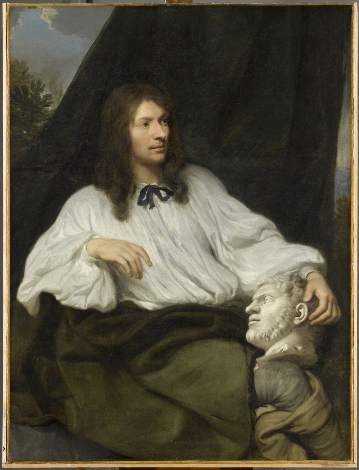 Portrait d'un homme tenant un buste de Caracalla, Anonyme, XVIIe siècle (1650)