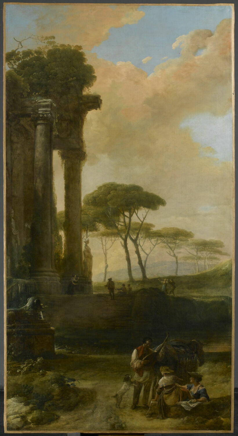 Paysage d'Italie avec un joueur de mandoline., Houel, Jean-Pierre, 3e tiers du XVIIIe siècle (1774)