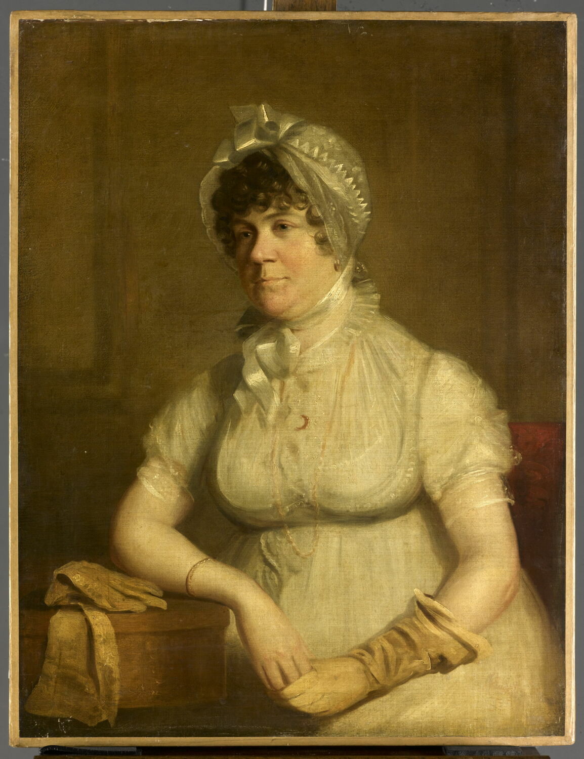 Portrait de femme, dit auparavant Portrait présumé de Hannah More, femme de lettres anglaise, Anonyme, 1e quart du XIXe siècle (vers 1810)