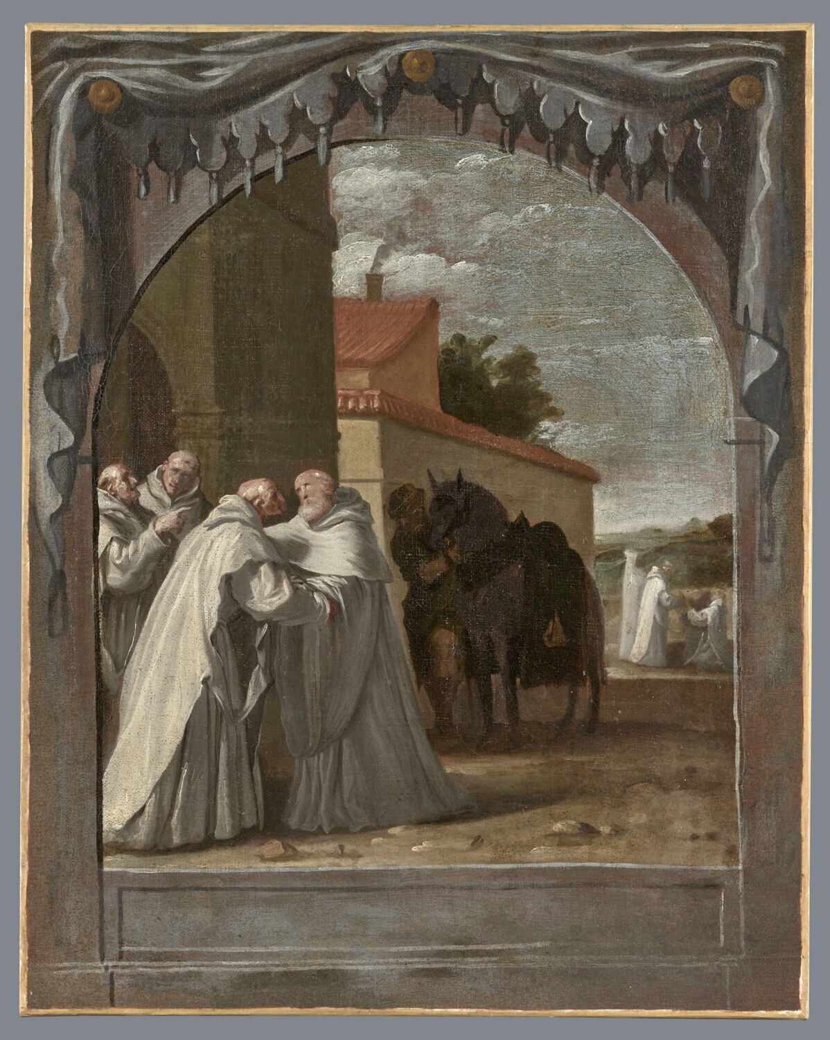 Saint Bernard de Clairvaux (1090 -1153) rend visite au révérend père général Guigues 1er (1083-1136) à la Grande Chartreuse, Carducho, Vicente, 2e quart du XVIIe siècle (1626 - 1632)