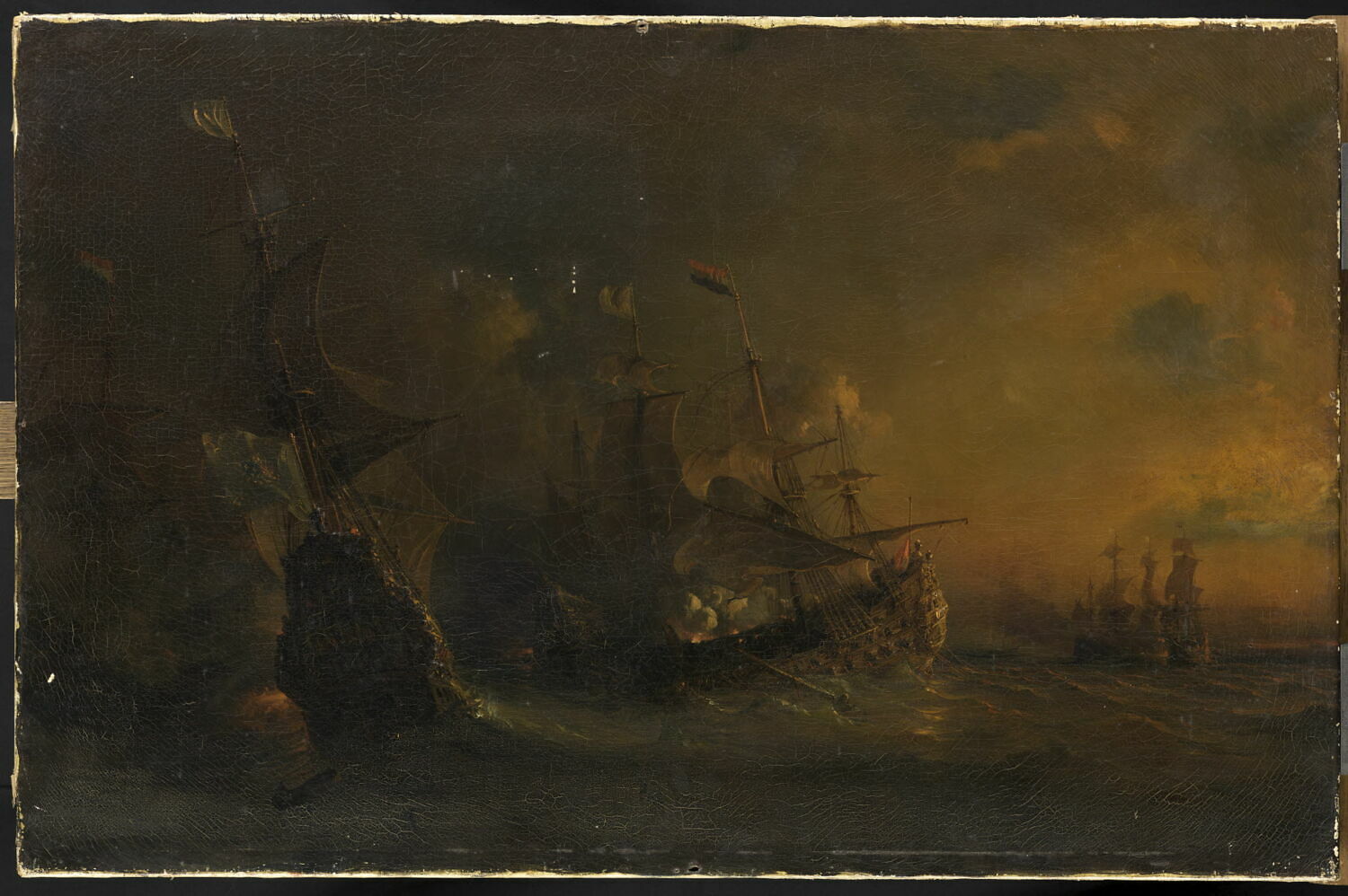Combat livré sur les côtes d'Afrique par le chevalier des Augers à une escadre hollandaise (12 avril 1706), Gudin, Théodore, 2e quart du XIXe siècle (1825 - 1850)