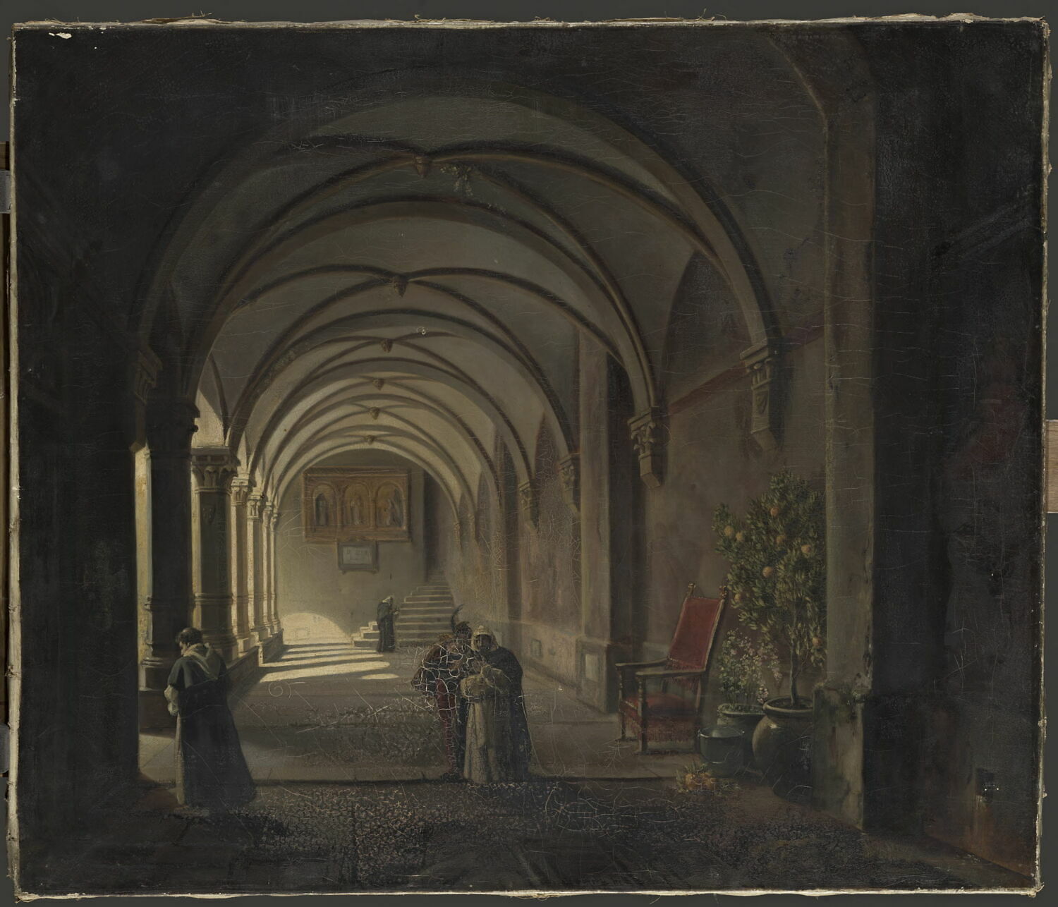 Vue intérieure du cloître de Santa Maria Novella à Florence, Forbin de, Auguste, Louis, Nicolas, Philippe, 2e quart du XIXe siècle (1825 - 1850)
