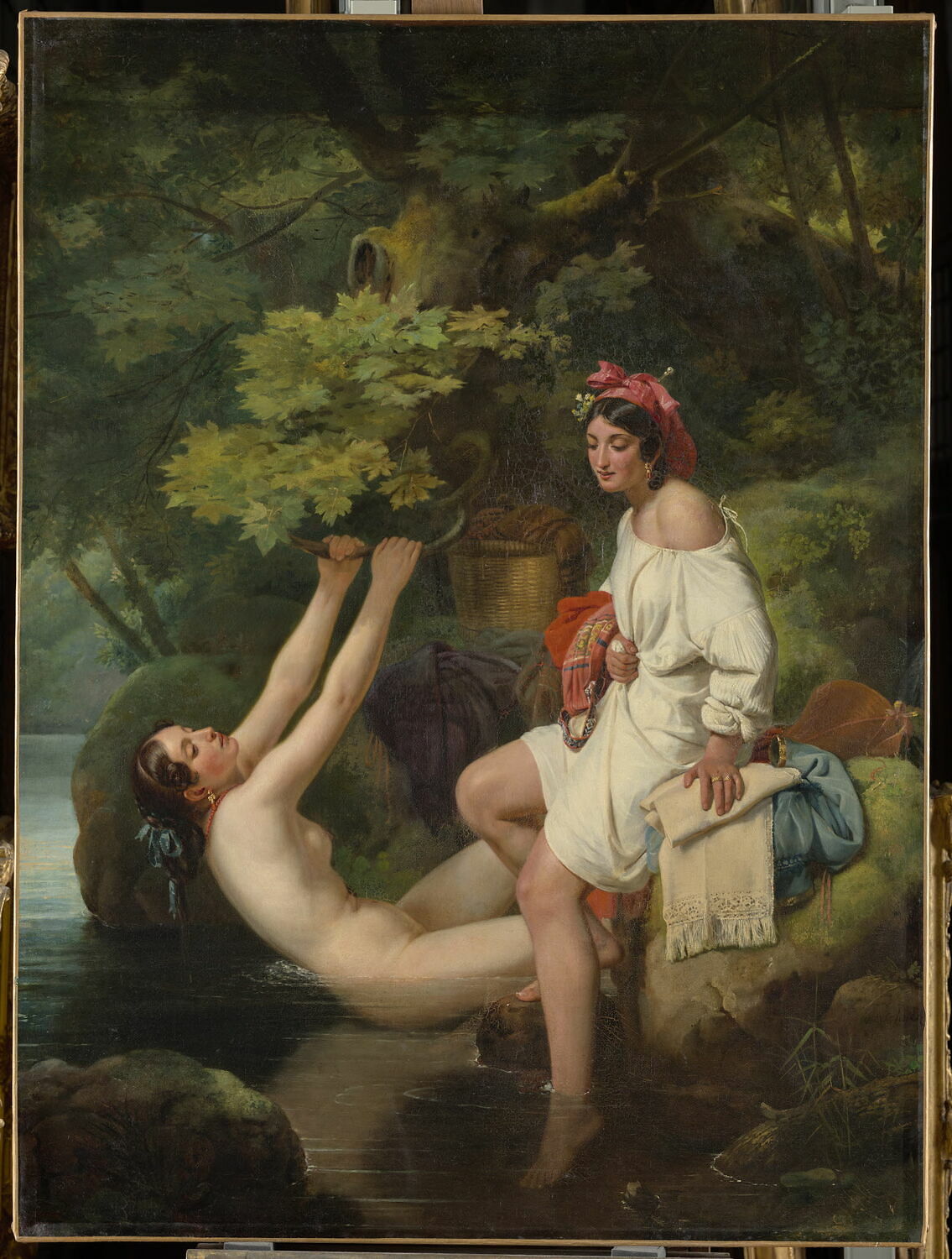 Deux jeunes filles se baignent dans le lac de Nemi, Schnetz, Jean Victor, 1e quart du XIXe siècle (1800 - 1825)