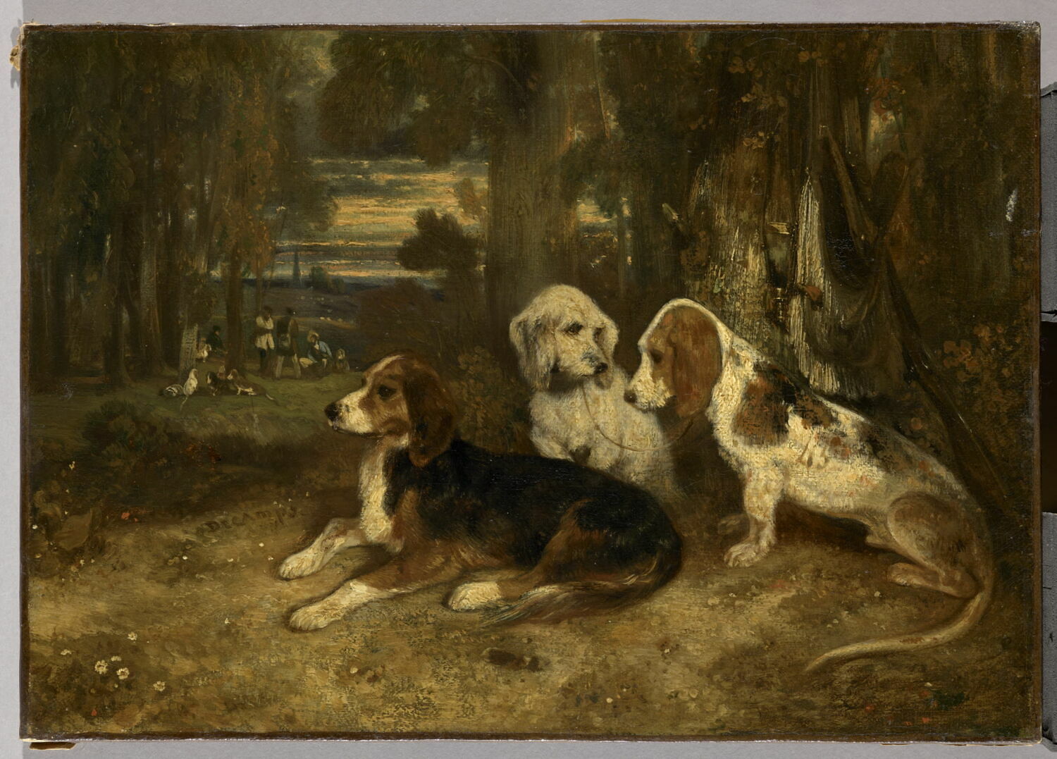 Chiens de chasse au repos., Decamps, Alexandre-Gabriel, 2e quart du XIXe siècle (1839)