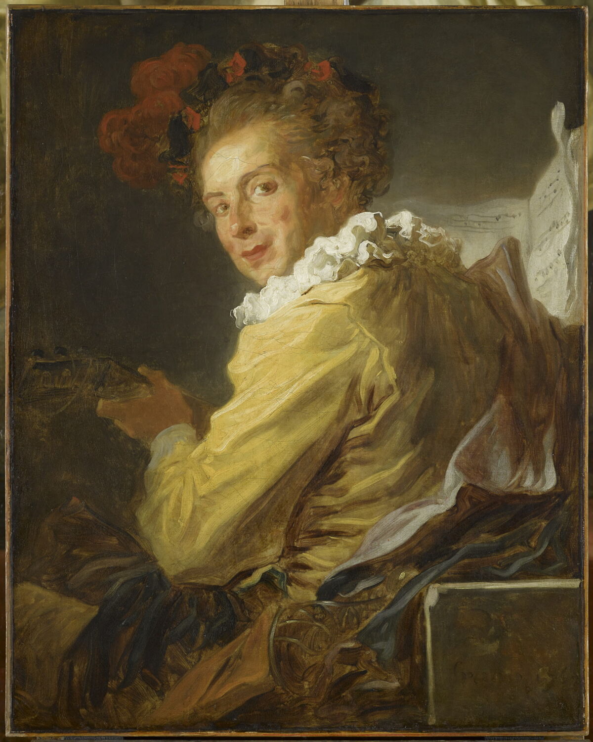 Portrait de Louis Richard de La Bretèche en costume de fantaisie, dit autrefois : La Musique.Portrait de M.de la Bretèche,frère de l'abbé de Saint-Non., Fragonard, Jean-Honoré, 3e quart du XVIIIe siècle (1769)
