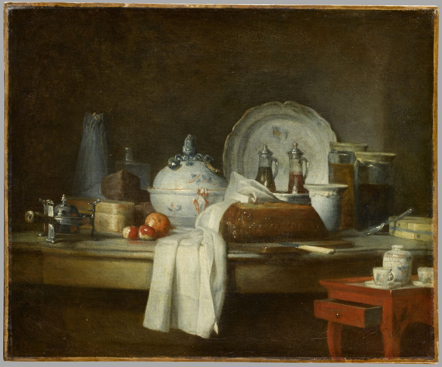 La Table d'office, dit aussi Les Débris d'un déjeuner., Chardin, Jean Baptiste Siméon, 3e quart du XVIIIe siècle (vers 1763)