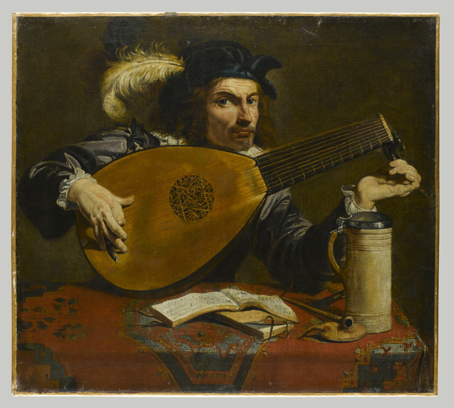 Homme accordant son luth, Rombouts, Theodoor, XVIIe siècle (1616 - 1620)