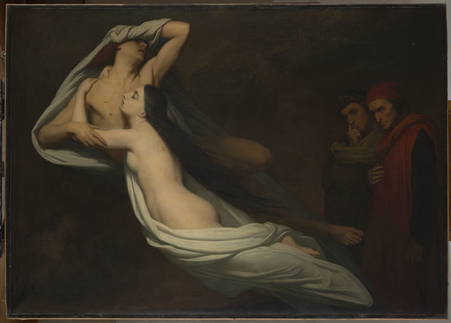 Les ombres de Francesca da Rimini et de Paolo Malatesta apparaissent à Dante et à Virgile, Scheffer, Ary, 3e quart du XIXe siècle (1855)