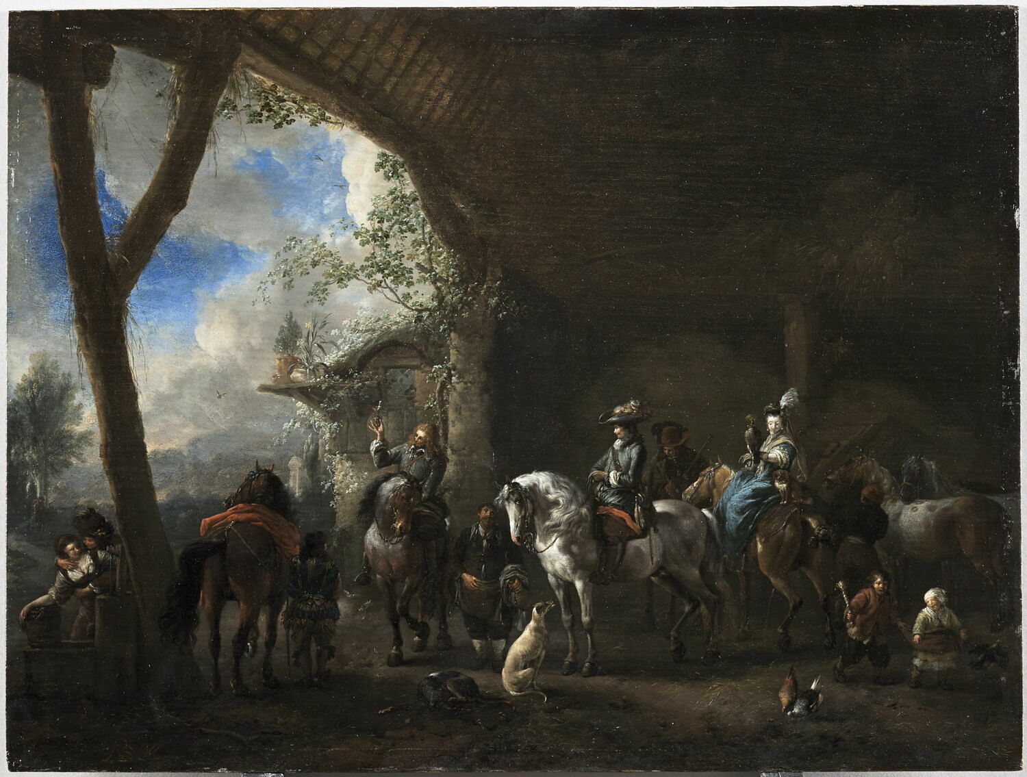 Le départ pour la chasse au faucon, Wouwerman, Philips, 2e quart du XVIIe siècle (vers 1655 - 1660)