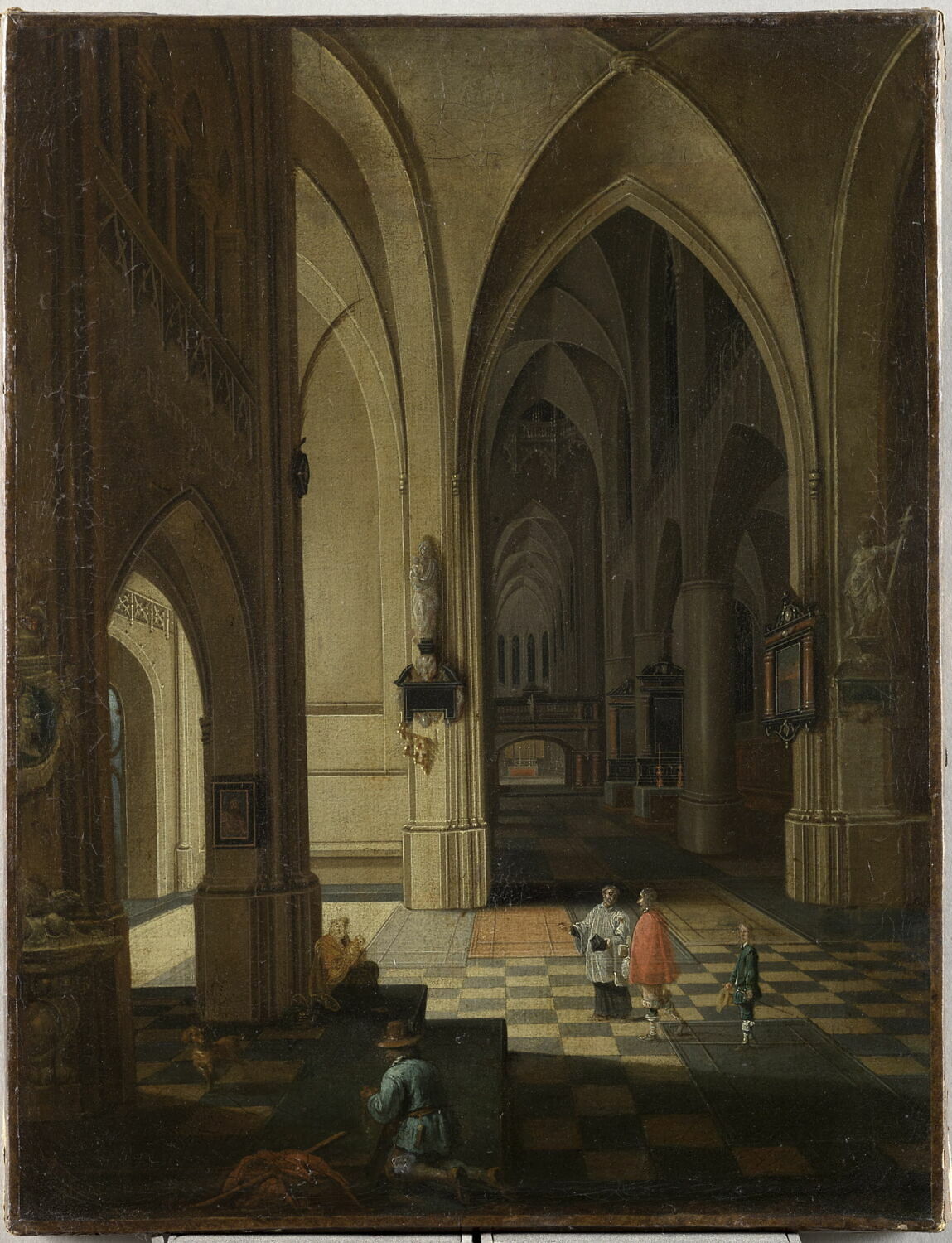 Effet de nuit dans un bas-côté d'église, Neefs, Pieter I, XVIIe siècle (1600 - 1700)