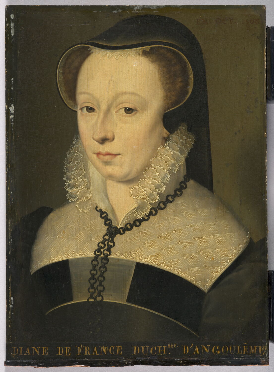 Diane de France, duchesse d'Angoulême (1538-1619), fille naturelle et légitimée de Henri II, roi de France., Clouet, François, 3e quart du XVIe siècle (1568)