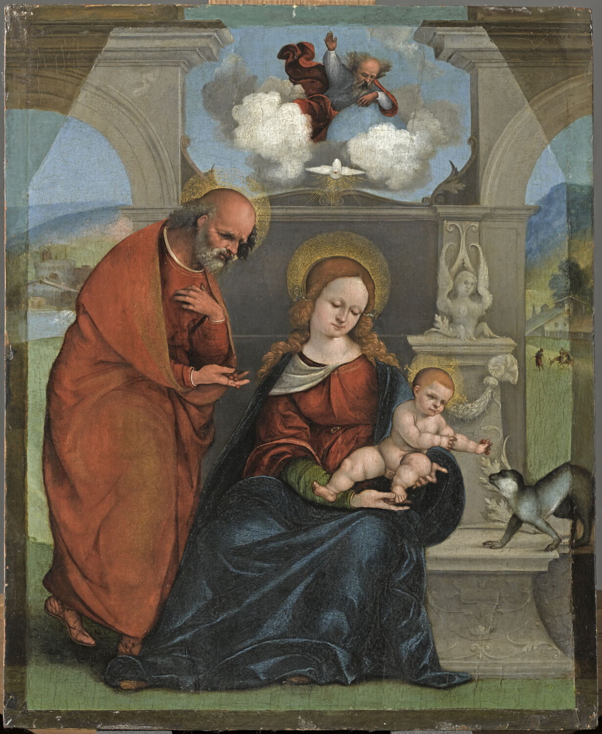 La Sainte Famille et la Sainte Trinité, Mazzolino, Ludovico, XVIe siècle (1500 - 1600)