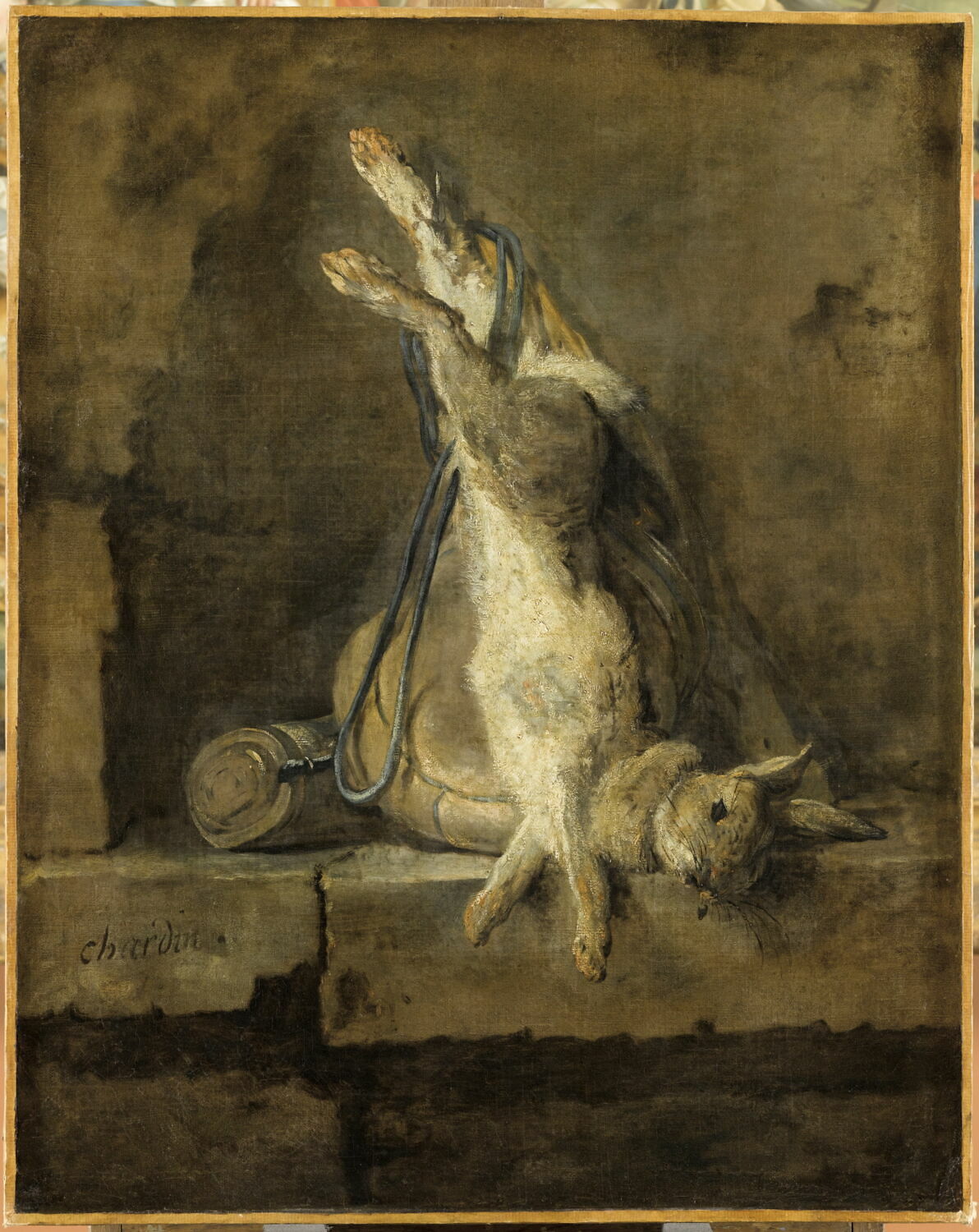 Lapin mort et attirail de chasse, Chardin, Jean Baptiste Siméon, 2e quart du XVIIIe siècle (1728 - 1729)