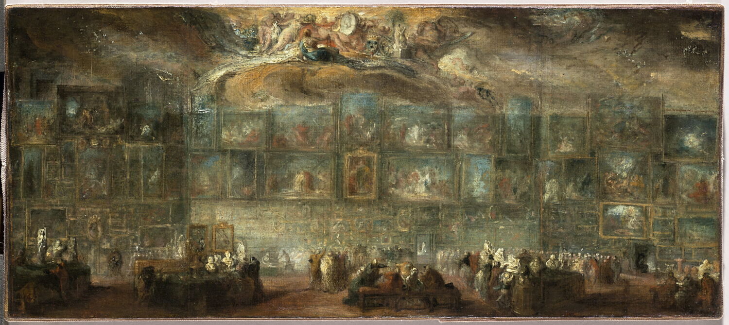 Vue du Salon du Louvre en 1779, Saint-Aubin, Gabriel de, 4e quart du XVIIIe siècle (1779)