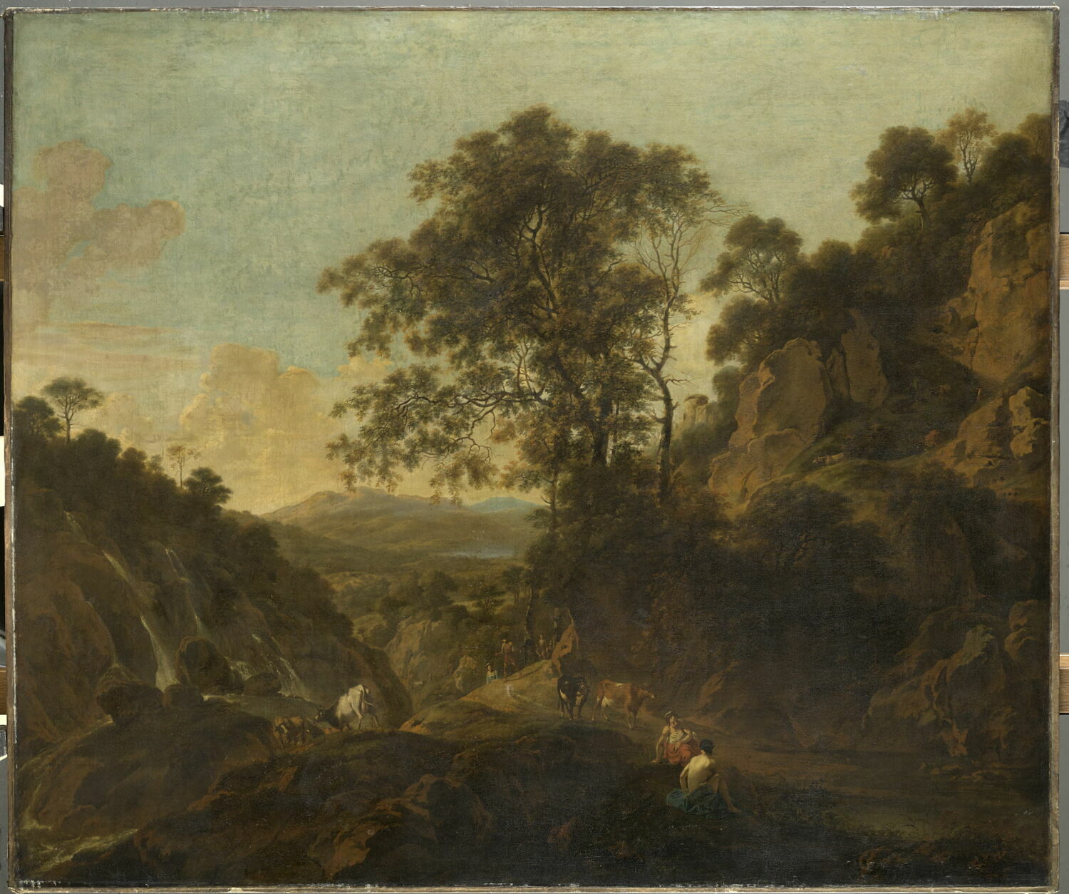 Paysage italianisant avec cascades, Lisse, Dirck van der, 2e quart du XVIIe siècle (vers 1630 - 1640)