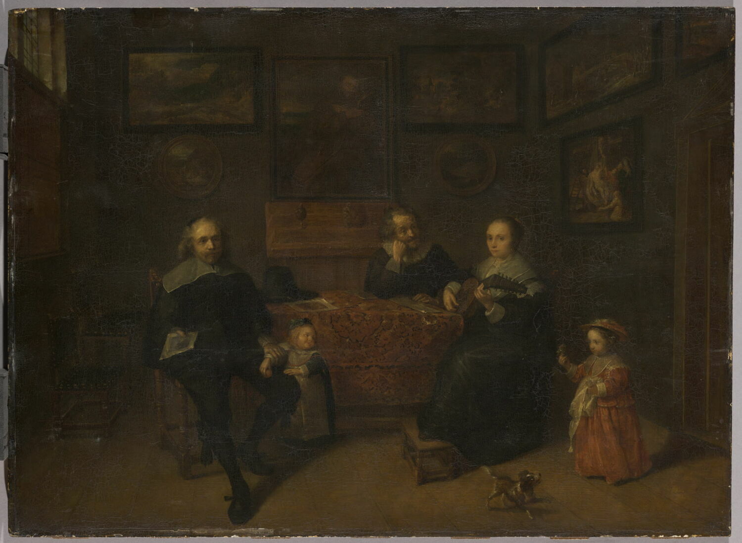 Réunion de famille dans un cabinet de tableaux, dit autrefois La Famille Van Eyck, Coques, Gonzales, XVIIe siècle (1600 - 1700)