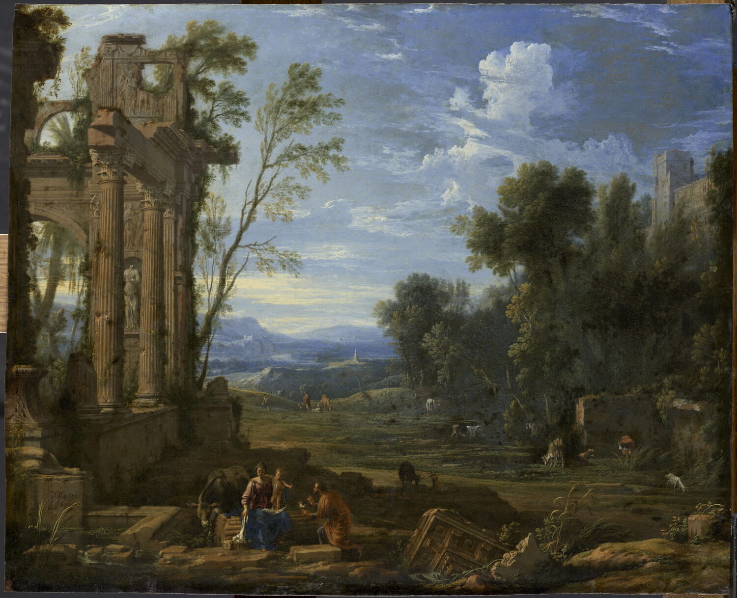 Le Repos pendant la fuite en Égypte, Patel, Pierre, 2e quart du XVIIe siècle (1673)