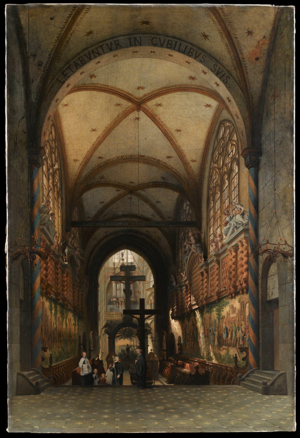 Vue de l'intérieur de l'église Saint-Géréon à Cologne, dit autrefois: Saint-Jean-des-Rois à Tolède, Dauzats, Adrien, 3e quart du XIXe siècle (1850 - 1875)