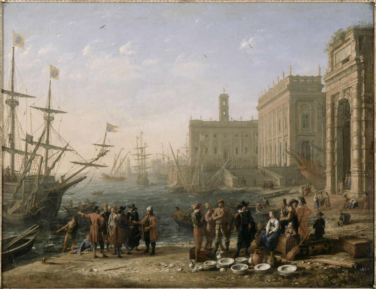 Vue d'un port avec le Capitole, Gellée, Claude, 2e quart du XVIIe siècle (vers 1636)