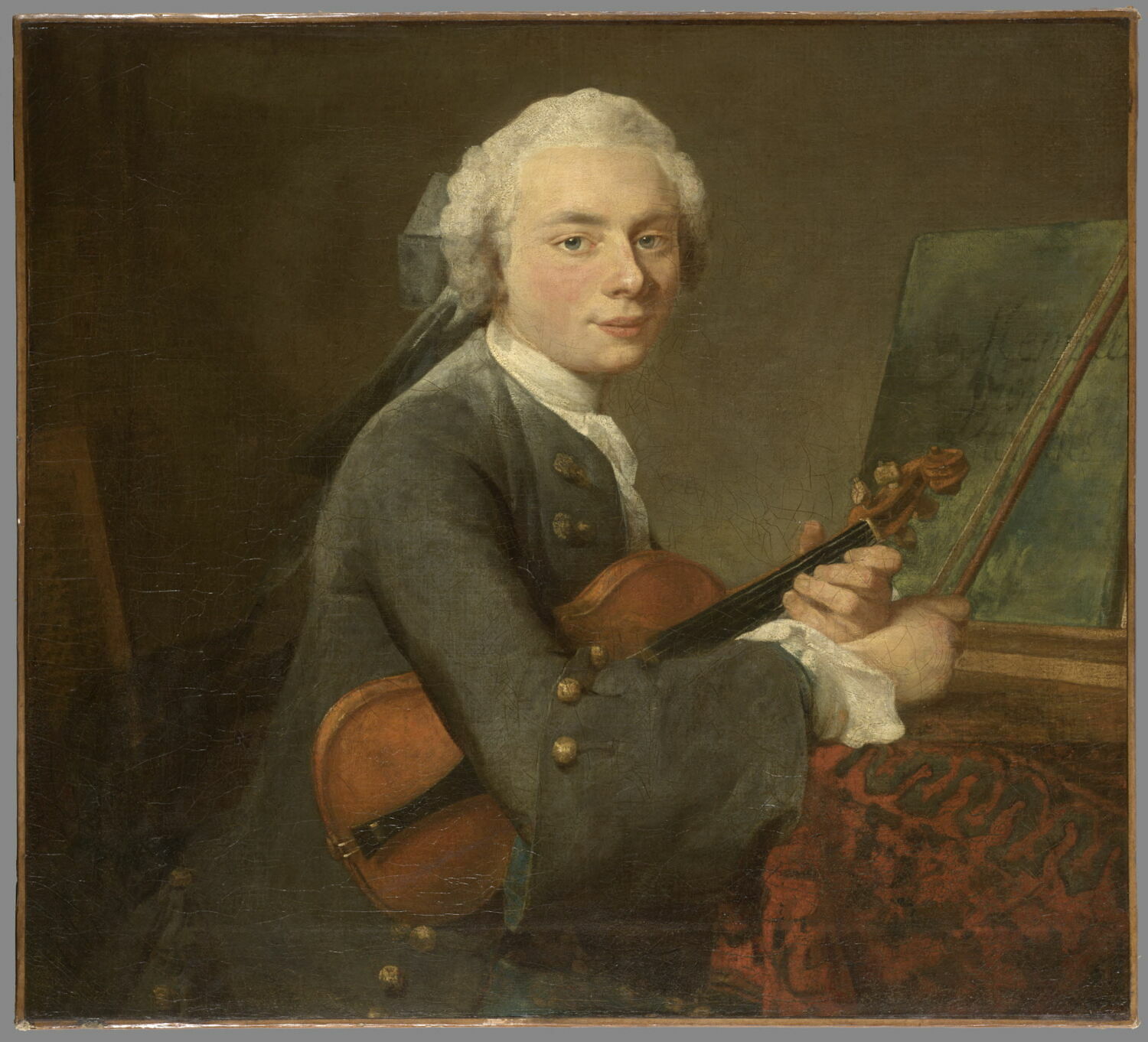 Le Jeune homme au violon.Charles Théodose Godefroy (1718-1796), fils aîné du joaillier Charles Godefroy., Chardin, Jean Baptiste Siméon, 2e quart du XVIIIe siècle (1734 - 1735)