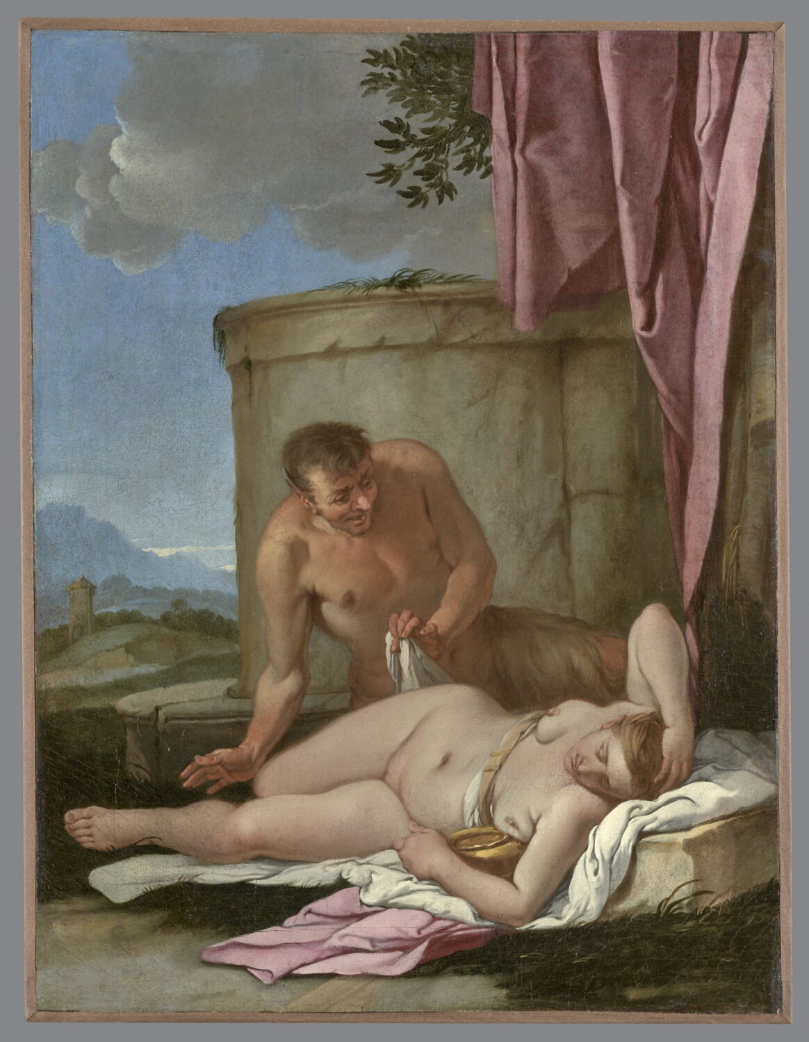 Satyre épiant une nymphe, dit aussi Jupiter et Antiope, Carpioni, Giulio, Fin du XVIIe siècle - début du XVIIIè siècle (1675 - 1725)