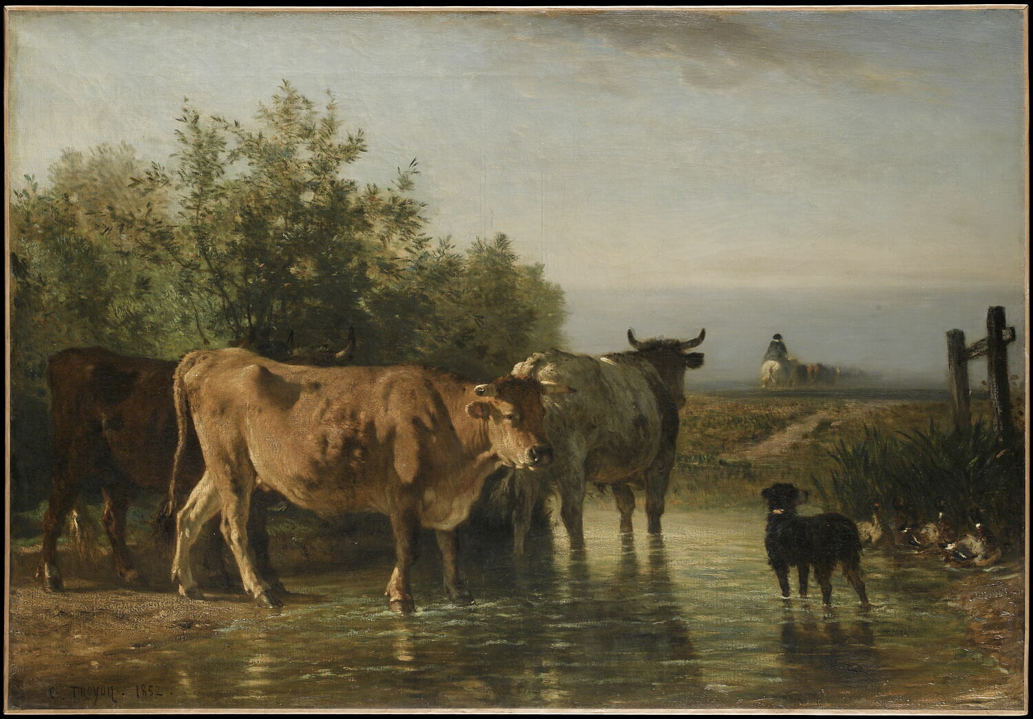 Troupeau passant le gué, Troyon, Constant, 3e quart du XIXe siècle (1852)