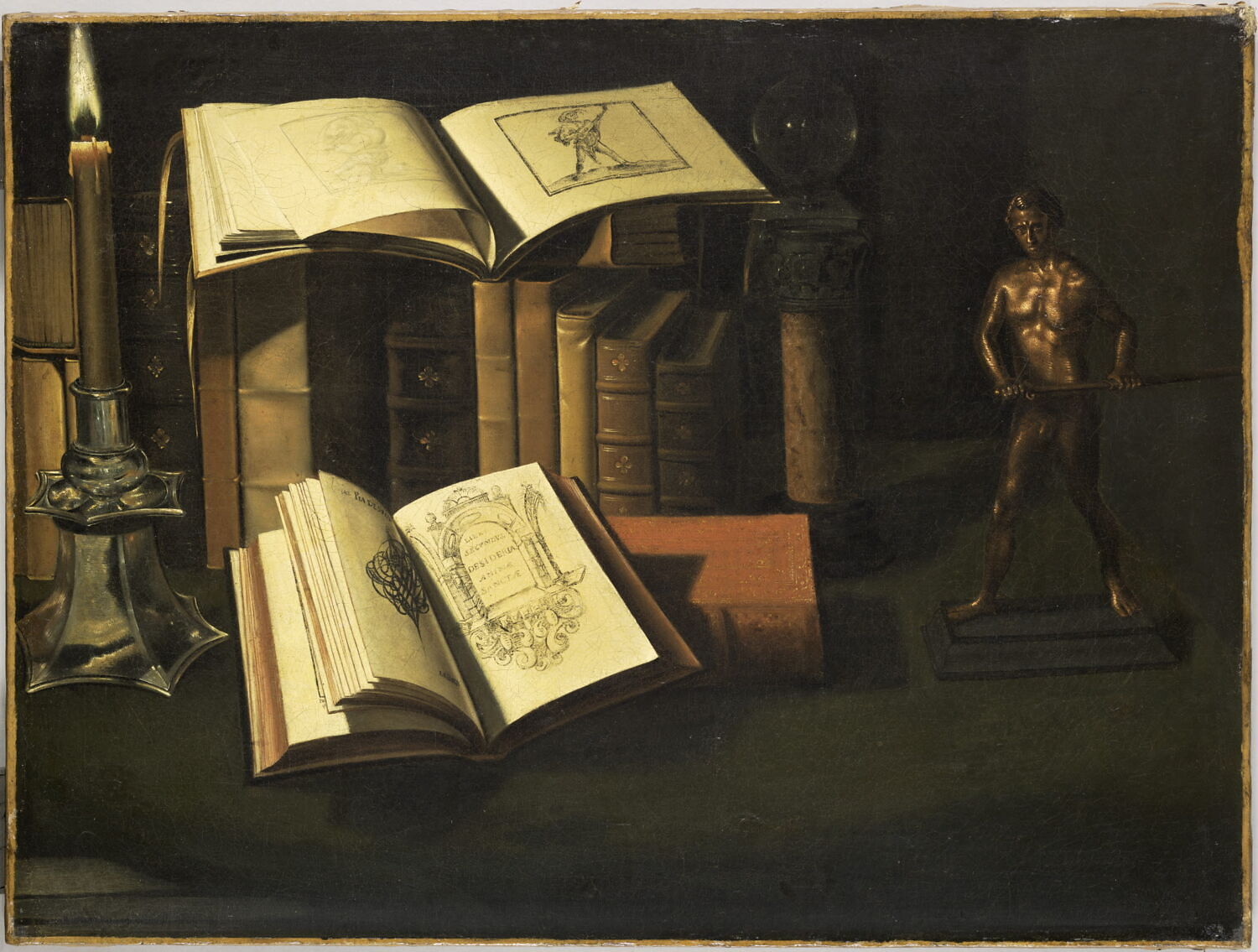 Livres, chandelle et statuette de bronze, Stoskopff, Sébastien, 1e tiers du XVIIe siècle (après 1624)