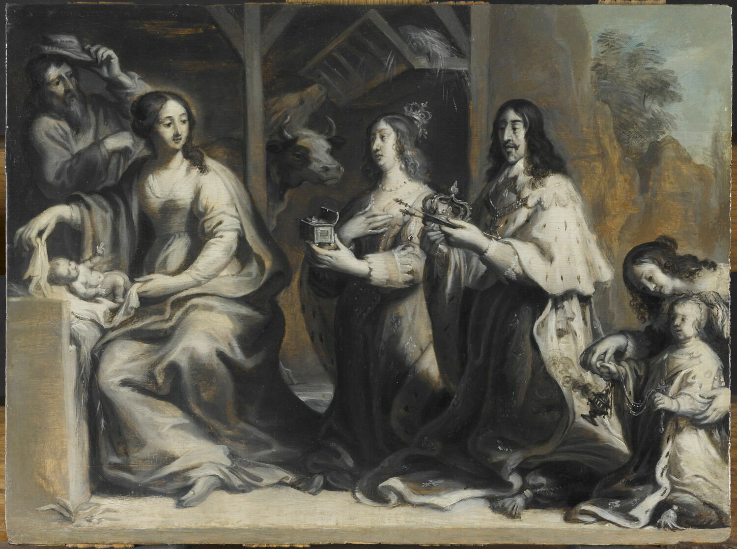 Louis XIII, Anne d’Autriche et le Dauphin – futur Louis XIV – adorant l’Enfant Jésus de la Nativité, Egmont, Juste d', XVIIe siècle (1600 - 1700)