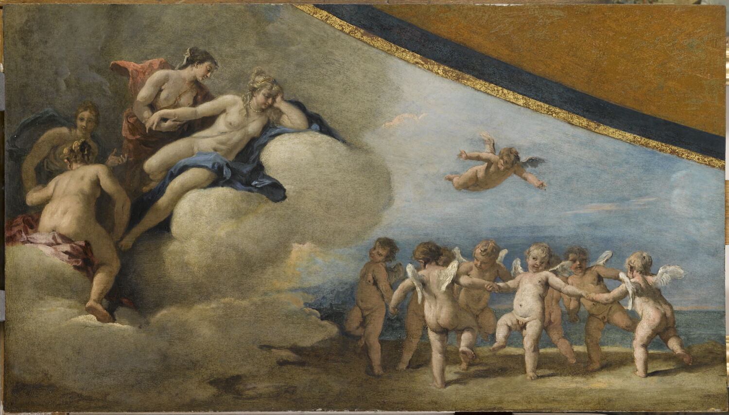 Vénus entourée de nymphes contemplant une ronde d'amours, Ricci, Sebastiano, 1e quart du XVIIIe siècle (vers 1716)