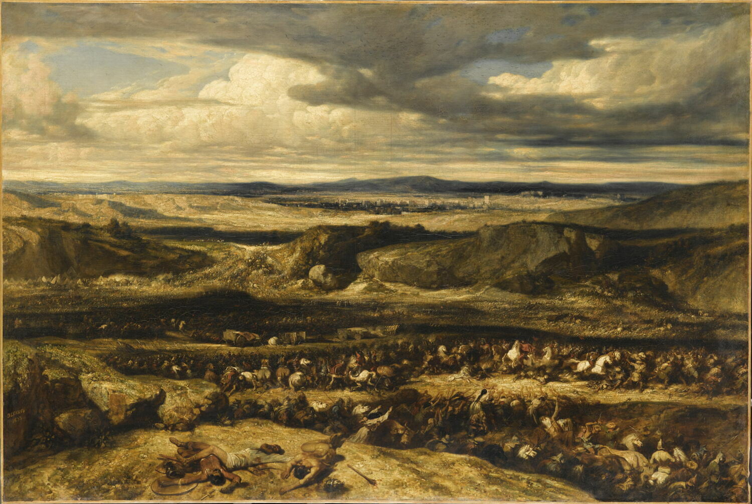 Marius défait les Cimbres dans la plaine située entre Belsannettes et la grande Fugère(Provence), dit: La défaite des Cimbres., Decamps, Alexandre-Gabriel, 2e quart du XIXe siècle (1833)