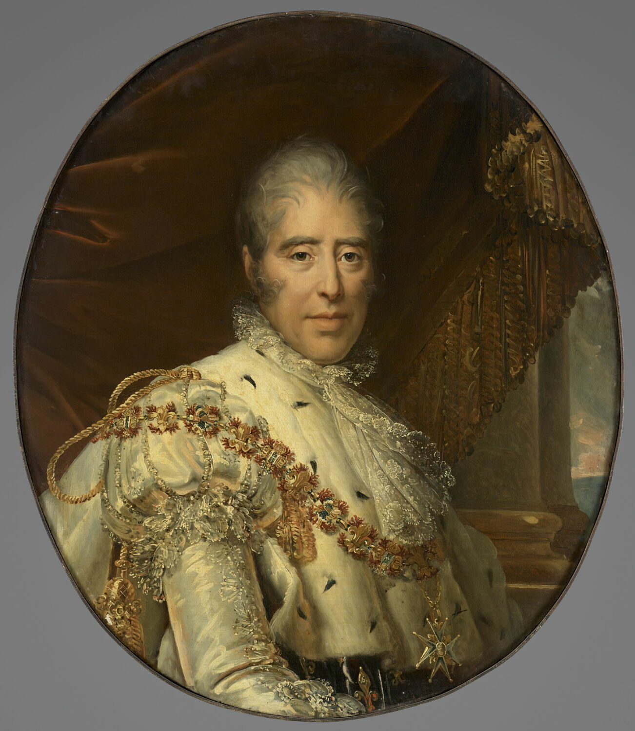 Portrait en buste Charles X (1757-1836), en costume de sacre, Gérard, François, 2e quart du XIXe siècle (1825)